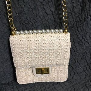 Woven Cream Color Small Purse